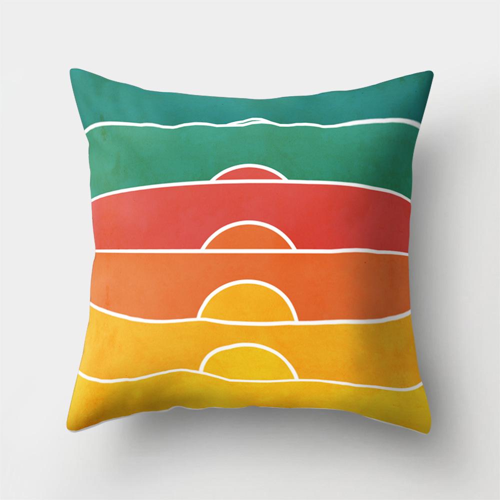 Car Waist Pillow Sofa Pillow Case Cartoon Sunrise Pattern Car Cushion Yiwu Pillow