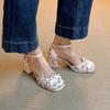 Mary Jane bag head sandals women's summer wear 2025 new French beautiful small heels thick heels not tired feet high heels