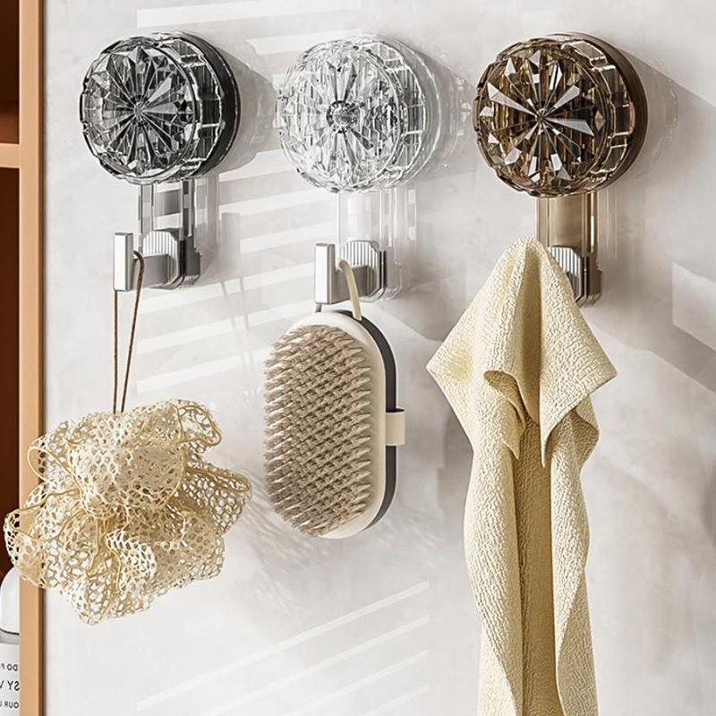 3pcs Removable Swivel Strong Suction Cup Hook Water And Moisture Resistant Suitable For Kitchen Bathroom