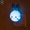 3 Colors LED Cartoon Rabbit Night Lamp Switch ON/OFF Wall Light AC 220V US Plug Bedside Lamp Decor For Children Kids Gifts