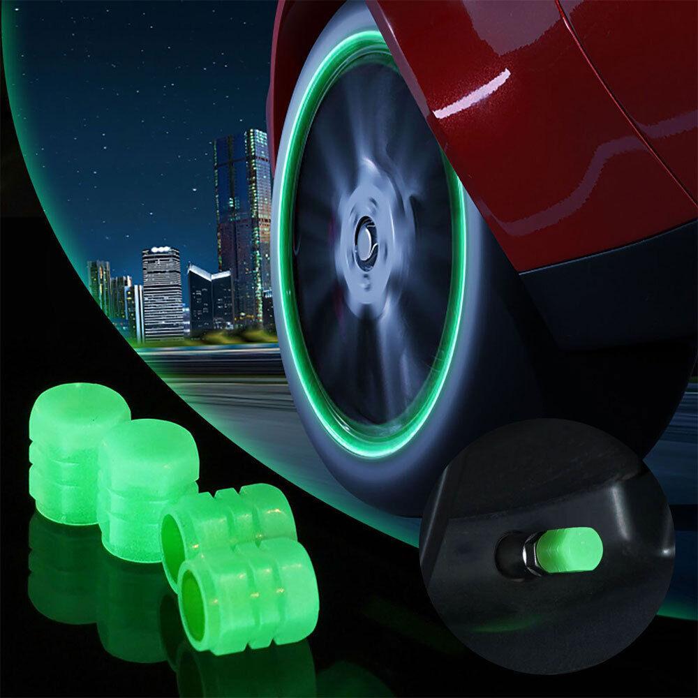 4Pcs Glowing In Dark Fluorescent Car Tire Valve Caps Universal Cover Accessories