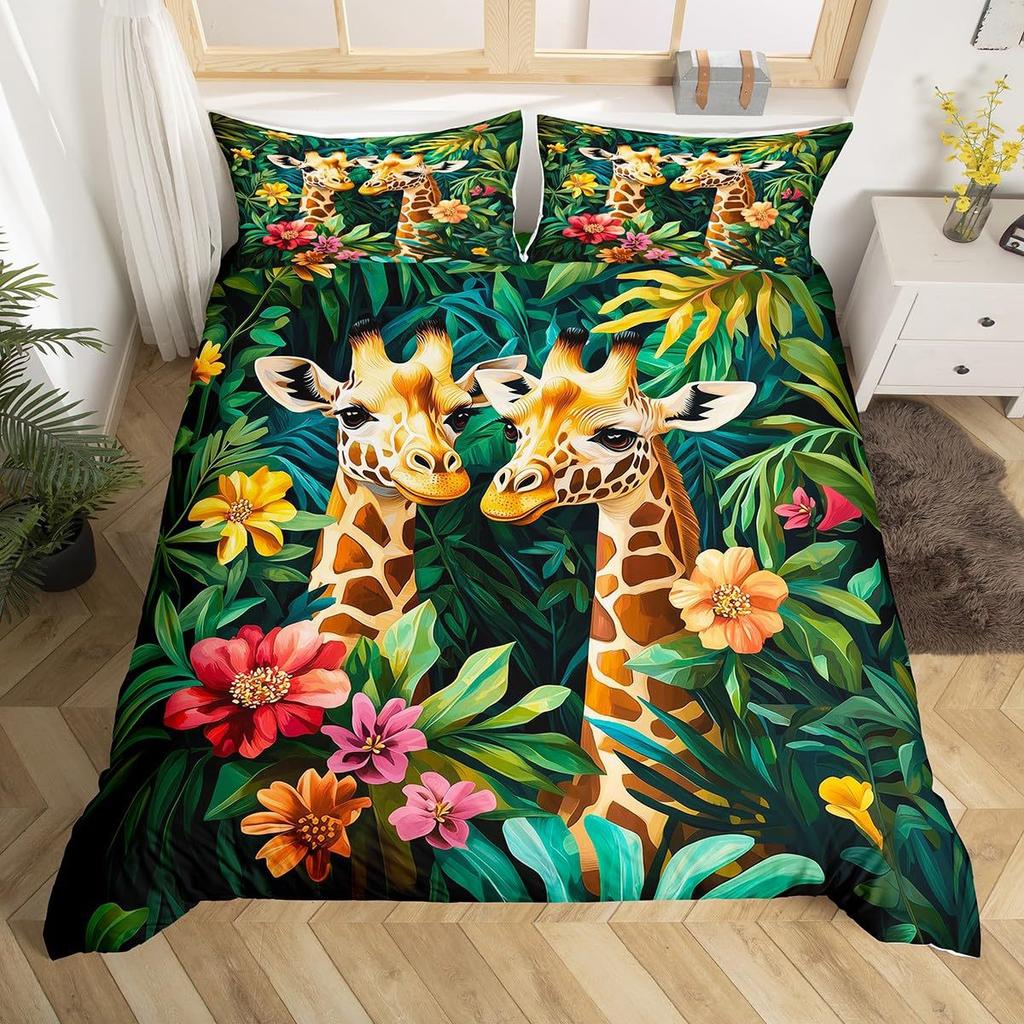 Animal Giraffe Duvet Cover 3D Digital Printing Three-Piece Bedding Set