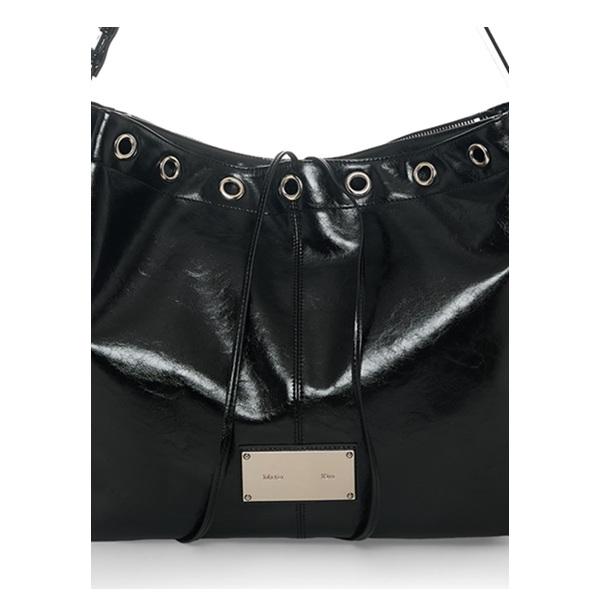 Matin Kim MATIN EYELET POINT LAYERED BIG SHOULDER BAG - Black (Seoul Edition)