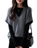 Women's V-neck Ribbed Wool Sweater Vest - Sleeveless, Loose Fit for Autumn/Winter.