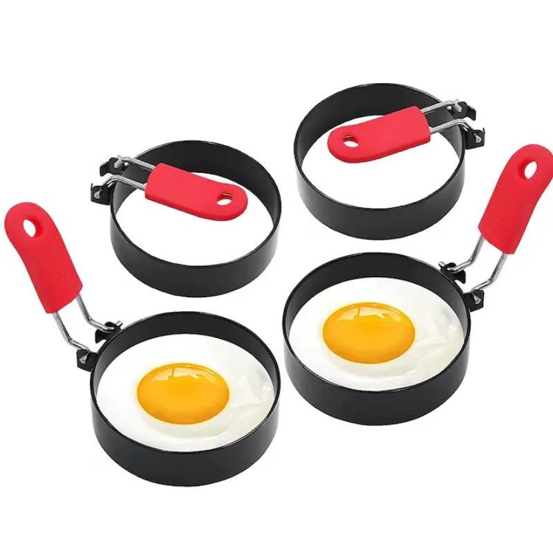 Non-stick rund äggringform med handtag för stekning och matlagning Perfekta frukostägg, pannkakor och mer Köksredskap