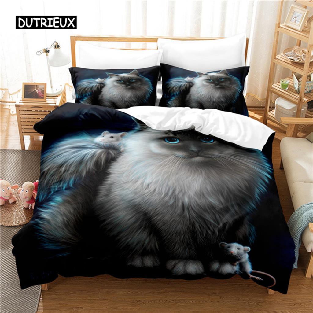 Cute Cat Bedding Set Duvet Cover Set 3d Bedding Digital Printing Bed Linen Queen Size Bedding Set Fashion Design
