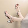 High heels women's 2025 summer new femininity high sense foreign style is not tired feet with skirt wear thick heel sandals