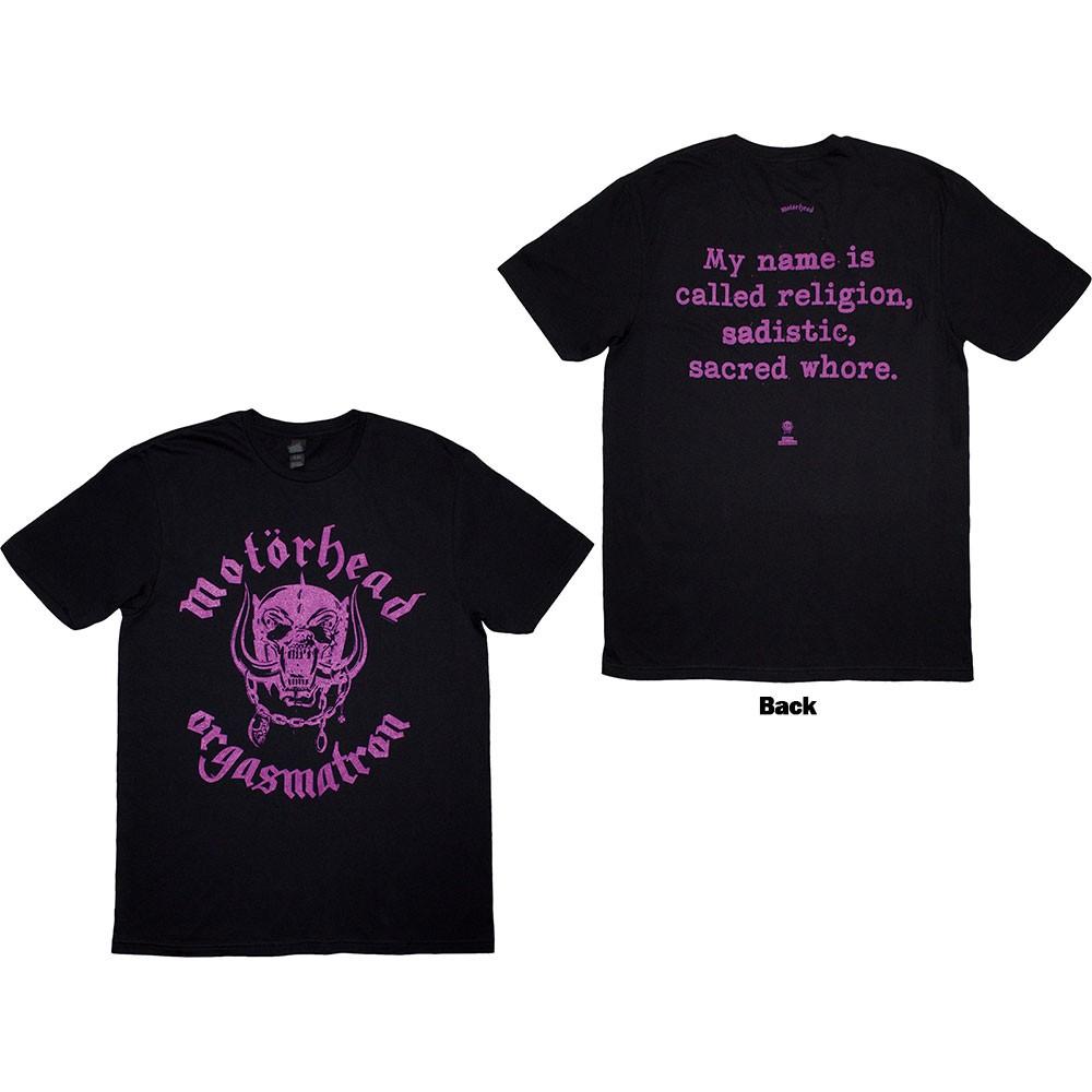 Motorhead Unisex T-Shirt: Orgasmatron Lyric (Black) (Back Print) (Medium) 3XL