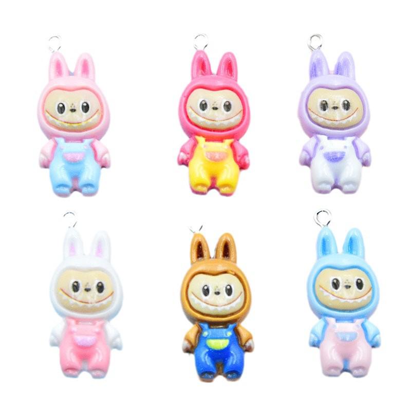 Colorful Cartoon Resin Rabbit Pendant for DIY Jewelry