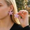 Fashion Painted Flower Starfish Stud Earrings for Women Creative Unique Summer Enamel Marine Starfish Earrings Beach Jewelry