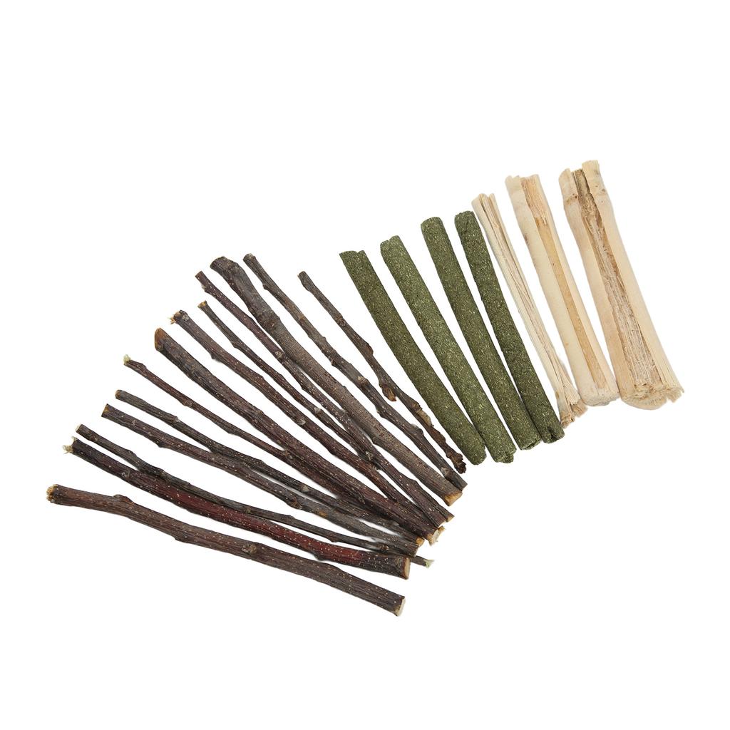 Hamster Chew Toy Set Safe Non Toxic Apple Branch Grass Stick Sweet Bamboo Mixed Molar Sticks