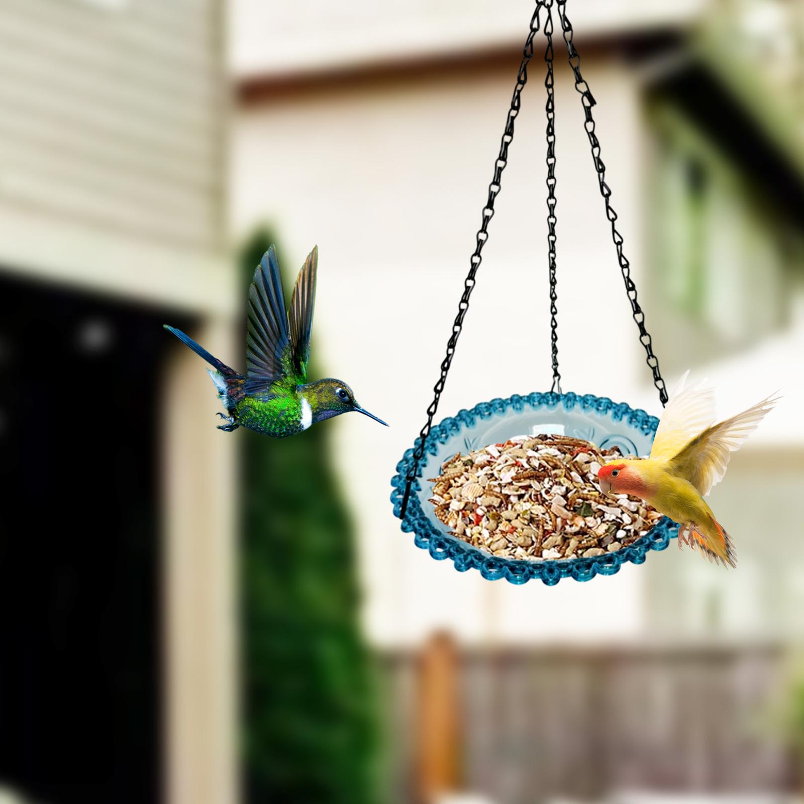 

Подвесной лоток для кормушки для птиц, изящный, практичный, простой в использовании, декоративный элемент для сада, подвесная платформа для семян для дома на открытом воздухе на заднем дворе синий