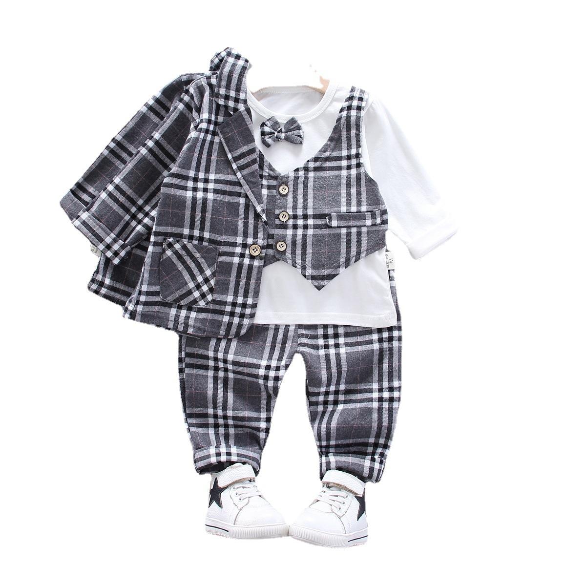 

Костюм-тройка, весенне-осенняя детская повседневная одежда 110 серый