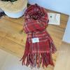 Christmas Red Plaid Retro Scarf for Women Winter Korean Style All Match Scarf To Keep Warm New Year Couple Style Imitation Cashmere Scarf
