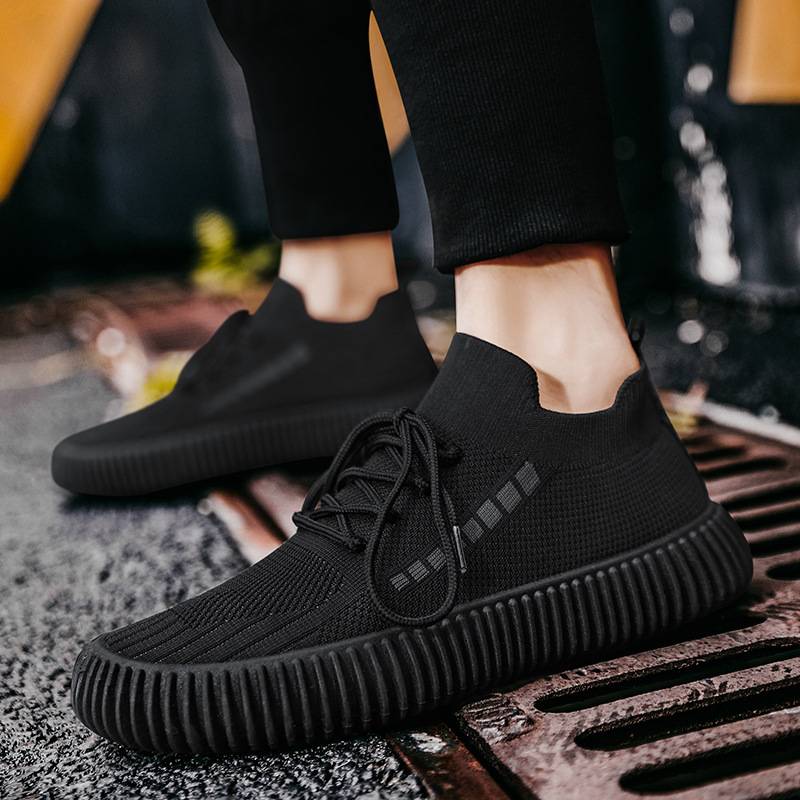 New Men Shoes Black Army Green Knitting Men Sneakers Fashion Men Casual Flat Loafers Tennis Shoes Breathable Mesh Sports Shoes