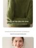 Women's Solid Color Cashmere Sweater: Floral Yarn, Half-High Neck, Rolled Hem Knit Base Layer Top.