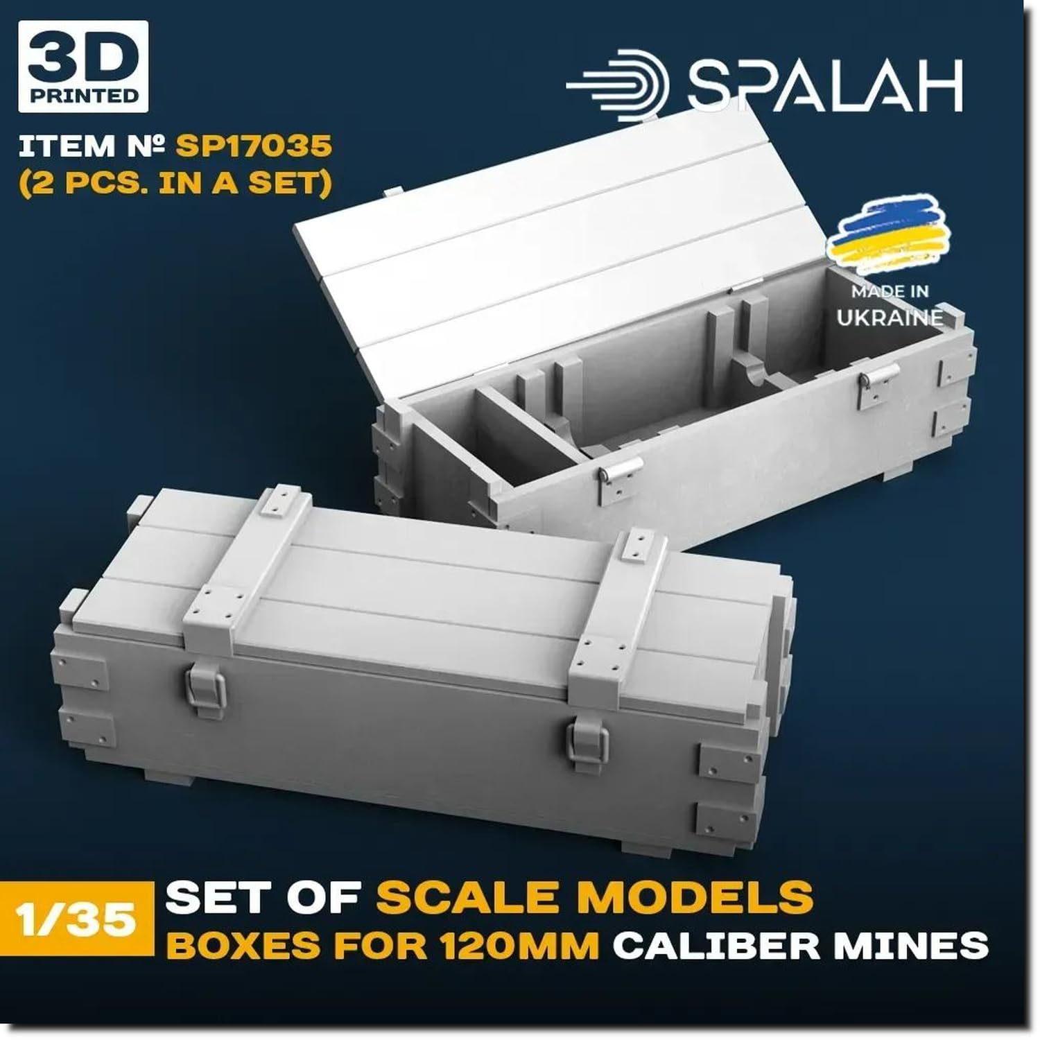

Spallach 120-мм минометный снаряд Деревянный ящик Набор из смолы SPU17035 1/35 2 штуки (военный)