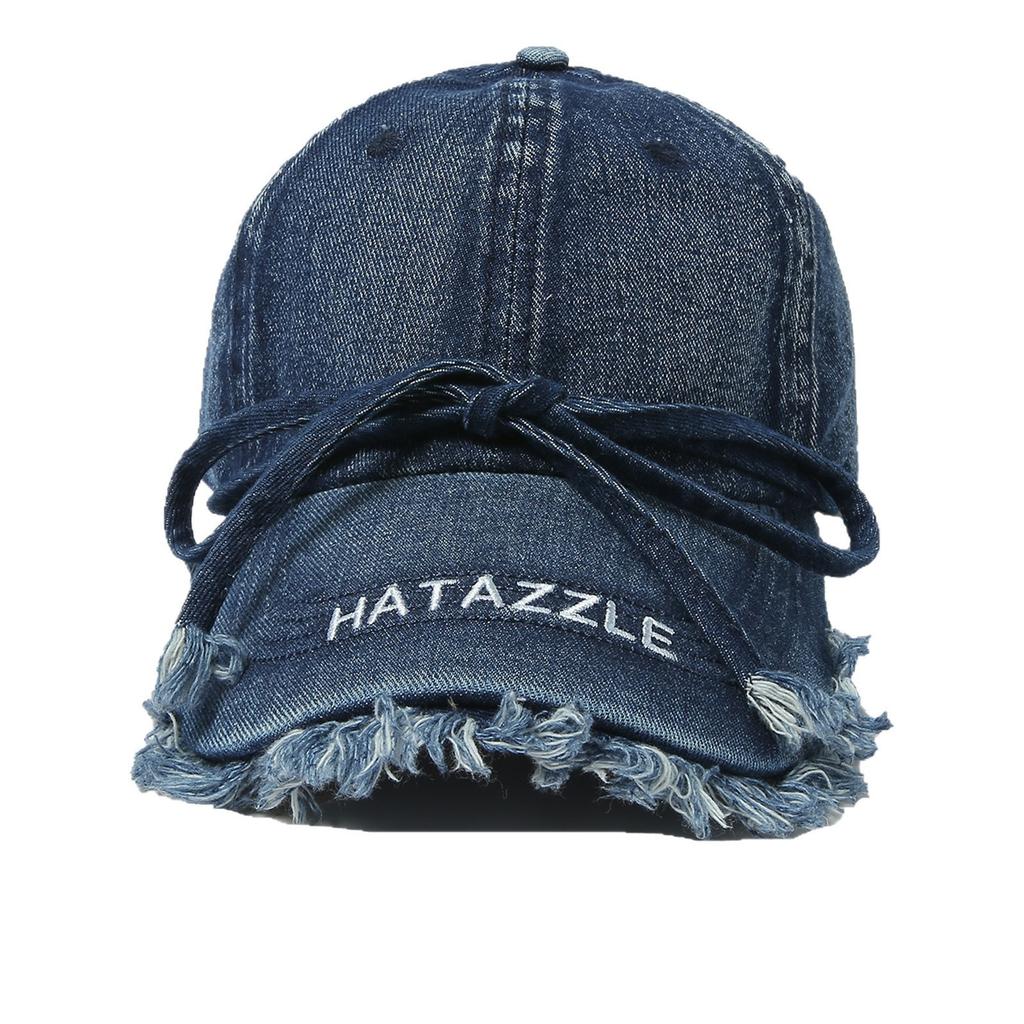 Fashion Hat Spring and Autumn American retro burr letter embroidery butterfly tied knot baseball cap niche Korean ins denim duck tongue