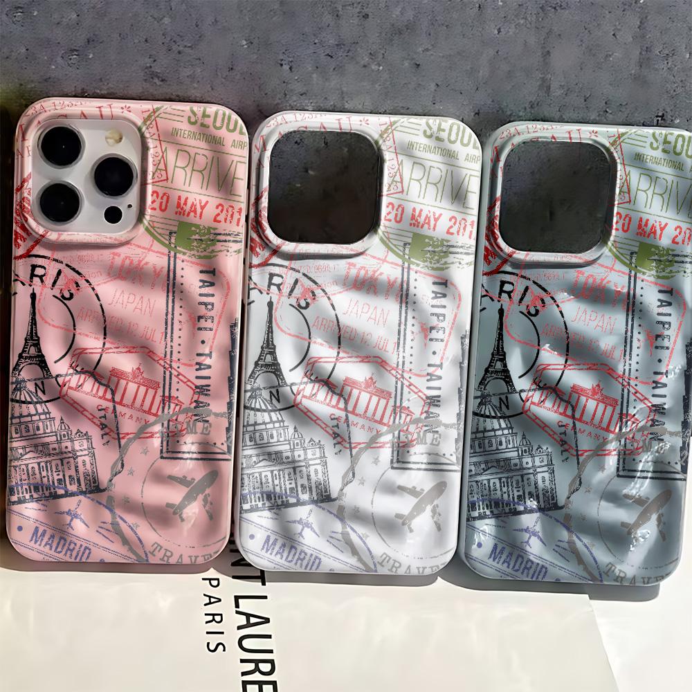 Vintage Travel Postmark Phone Case For Iphone 17 16 15 14 Plus 13 Pro Max 12 11 17Air Funda Shockproof Cover Coque