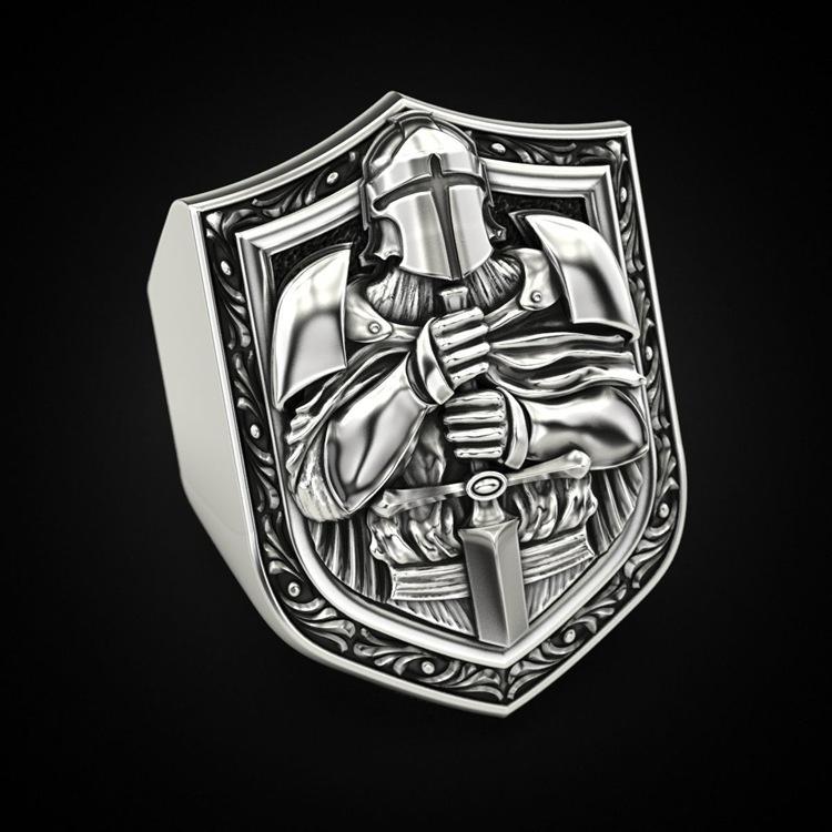 

Винтажное мужское агрессивное кольцо Paladin Knight в стиле панк