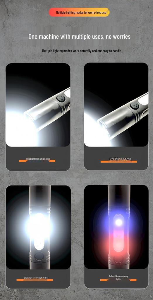 USB Rechargeable Super Bright Cross-Border Flashlight with Emergency Whistle