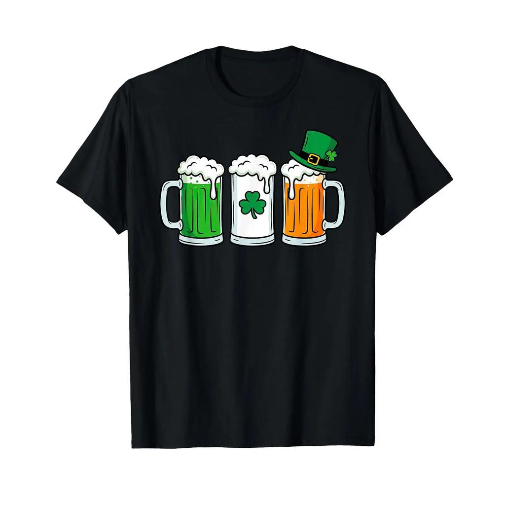 Irish Beer Drinking St Patricks Day Leprechaun T Shirt vintage Washed Top For Everyday Wear Stretched Unisex Versatile Soft