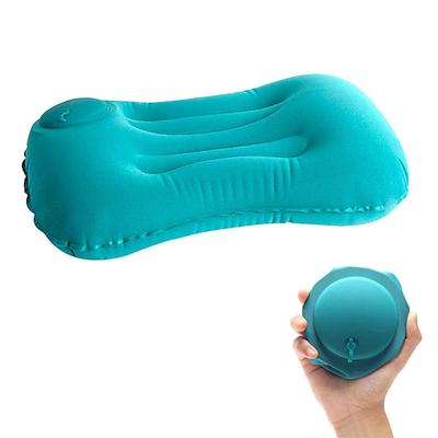 Travesseiro inflável portátil e confortável, travesseiro de acampamento, travesseiro de piscina, travesseiro de carro ultramacio para suporte de pescoço e lombar
