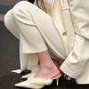 Fashion Women's Baotou Slippers Winter New Pointe Shallow Mouth Slip-on Anti-slip Wear-resistant High Heel Cotton Shoes