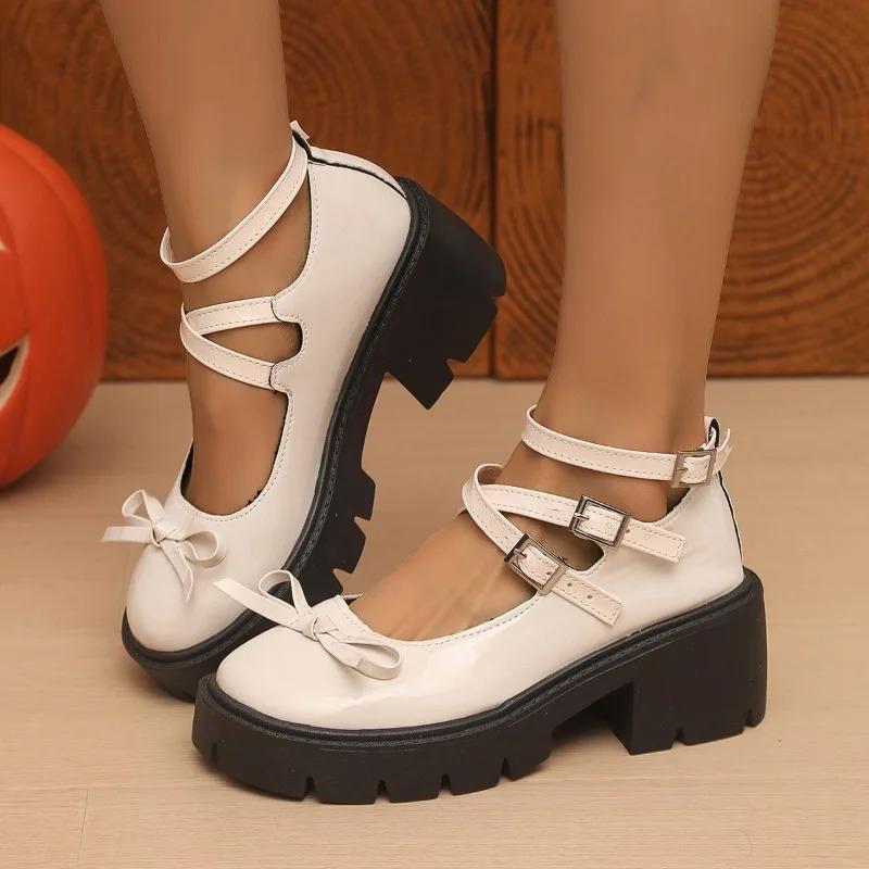2025 Brand Ladies Shoes Buckle Strap Women's High Heels Butterfly-knot New Dress Plus Size Best Seller Mary Jane Shoes