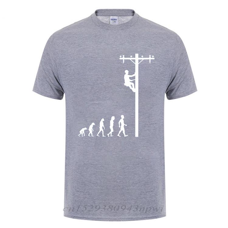 Evolution Of Lineman TShirt Funny Birthday Gift For Electrician Men Dad Papa Father Husband Short Sleeve O Neck Cotton T Shirt