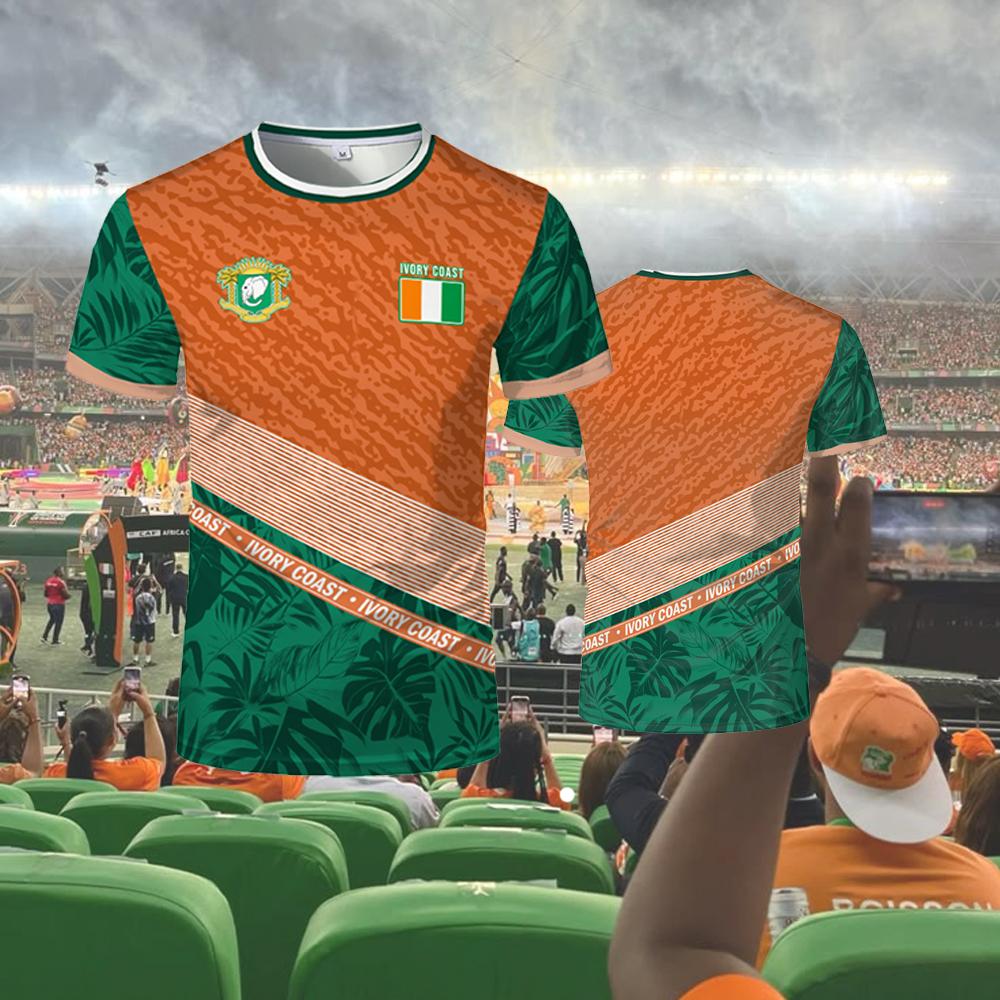 Baibao QIQI 2025 Nieuw Ivoorkust Thema T-shirt Outdoor Sport Ademend Sneldrogend Jersey Unisex Afrika Cup of Nations Fan Jersey XXS