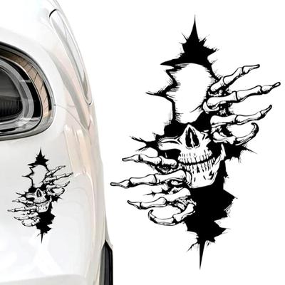 Black White Skull Body Car Sticker Halloween Waterproof Skeleton Body Decals Decor For Car Truck SUV Motorcycle Vehicles