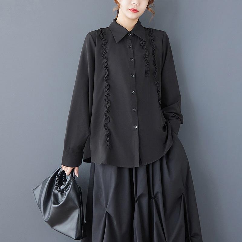 Long Sleeve Plus Size Cotton Vintage Shirts & Blouses for Blouse Casual Loose Spring Autumn Tops Women Button Up Shirt