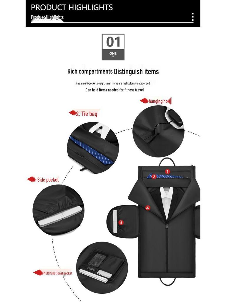 Men's Large Capacity Travel Suit Bag, Multifunctional and Foldable.