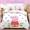 Cartoon Peppa Pig Digitaldruck Bettwäsche-Set mit Daunenbettbezug zur Schlafzimmerdekoration