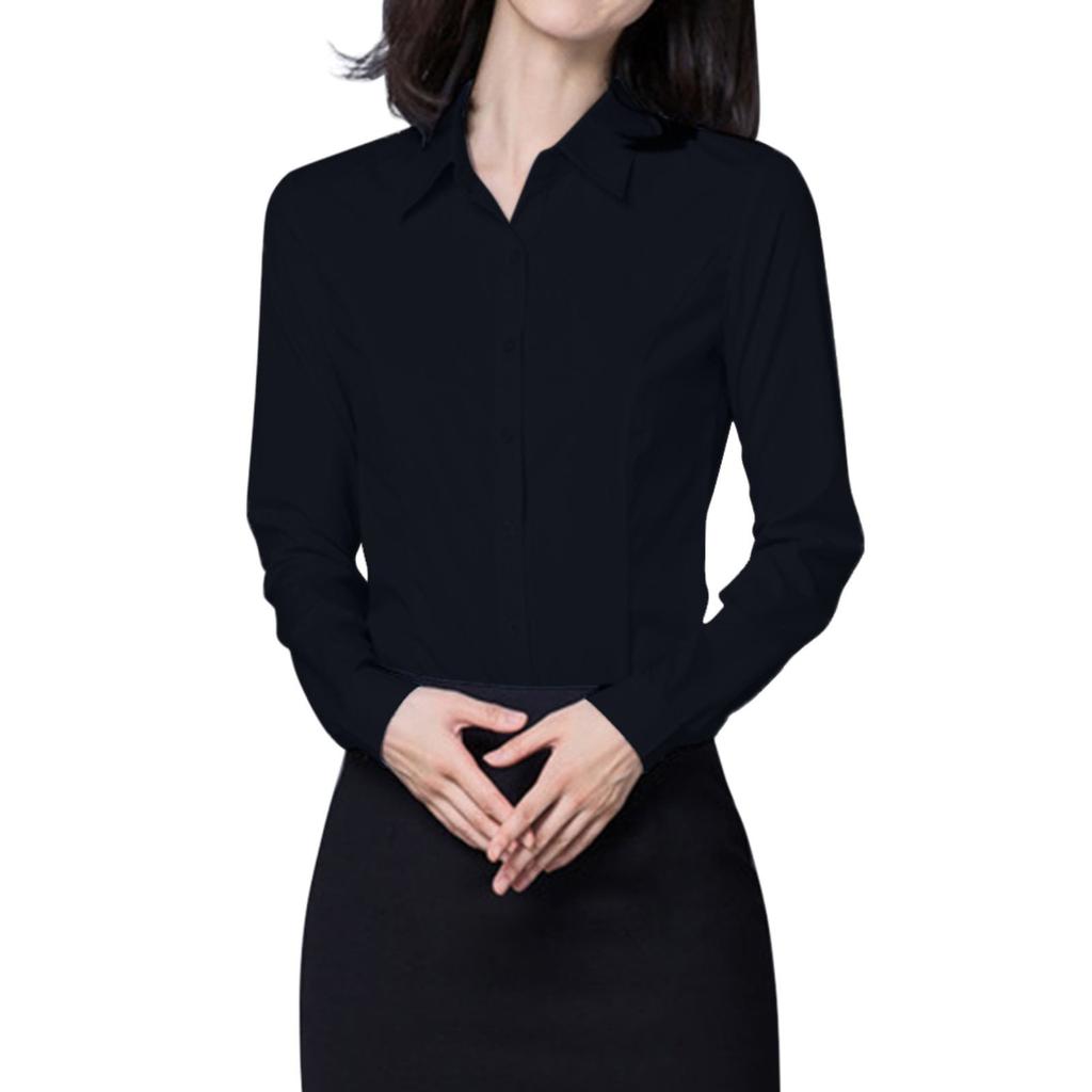 Womens Button Down Shirts Long Sleeve Work Dress Shirts Ladies V Neck Collared Business Casual Blouses