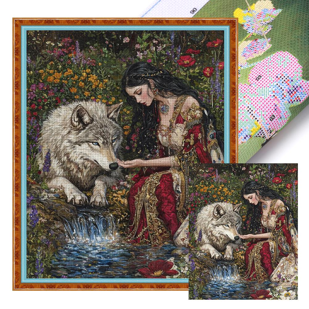 Kompletní vyšívací nit z ekologické bavlny 11CT tištěná sada pro dívčí křížkový steh Art Decor