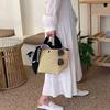 [Uroi] Women's Straw Basket Bag, Handbag, Spring, Summer, Autumn, with Lining, No Drawstring Bag, Lightweight, Woven Bag, Summer Bag, Perfect for