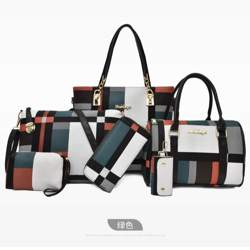 Mother and child bag six-piece women's bag new large-capacity plaid bag single shoulder crossbody simple handbag