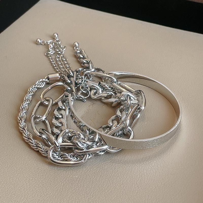 Minimalist Double-Layer Hollow Armlet: European & American Style, Exaggerated & Fashionable High-End Bracelet