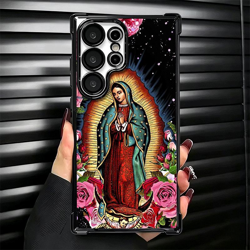 Virgen Mary Virgin De Guadalupe Plating Phone Case For Samsung Galaxy S24 S25 FE S26 Edge S23 Ultra S22 S21 Plus S20 Anti-Fall A