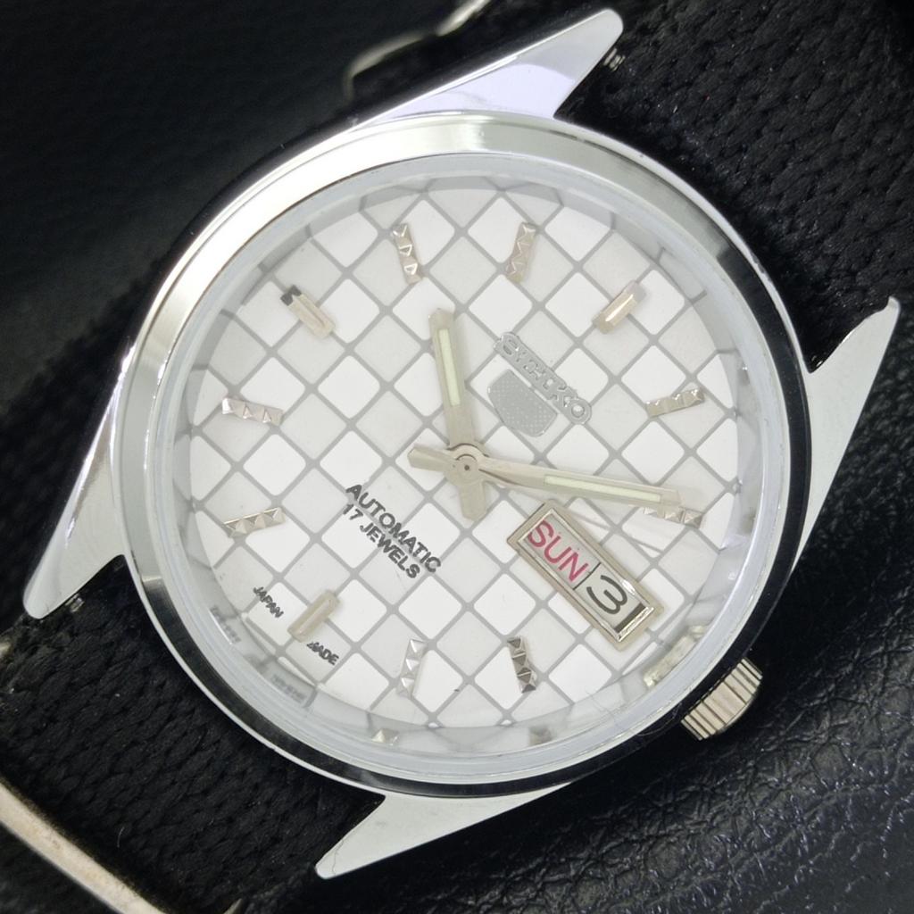 AUTOMATIC SEIKO 5 JAPAN MENS 6309A REFURBISHED WHITE COLOR DIAL WATCH A440305-4 Sk-a440305