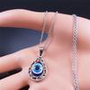 Türkischer blauer böser Blick Anhänger Halskette für Damen Herren Edelstahl Silberfarbe Glücksaugen Amulett Schutz Schmuck N8022S01