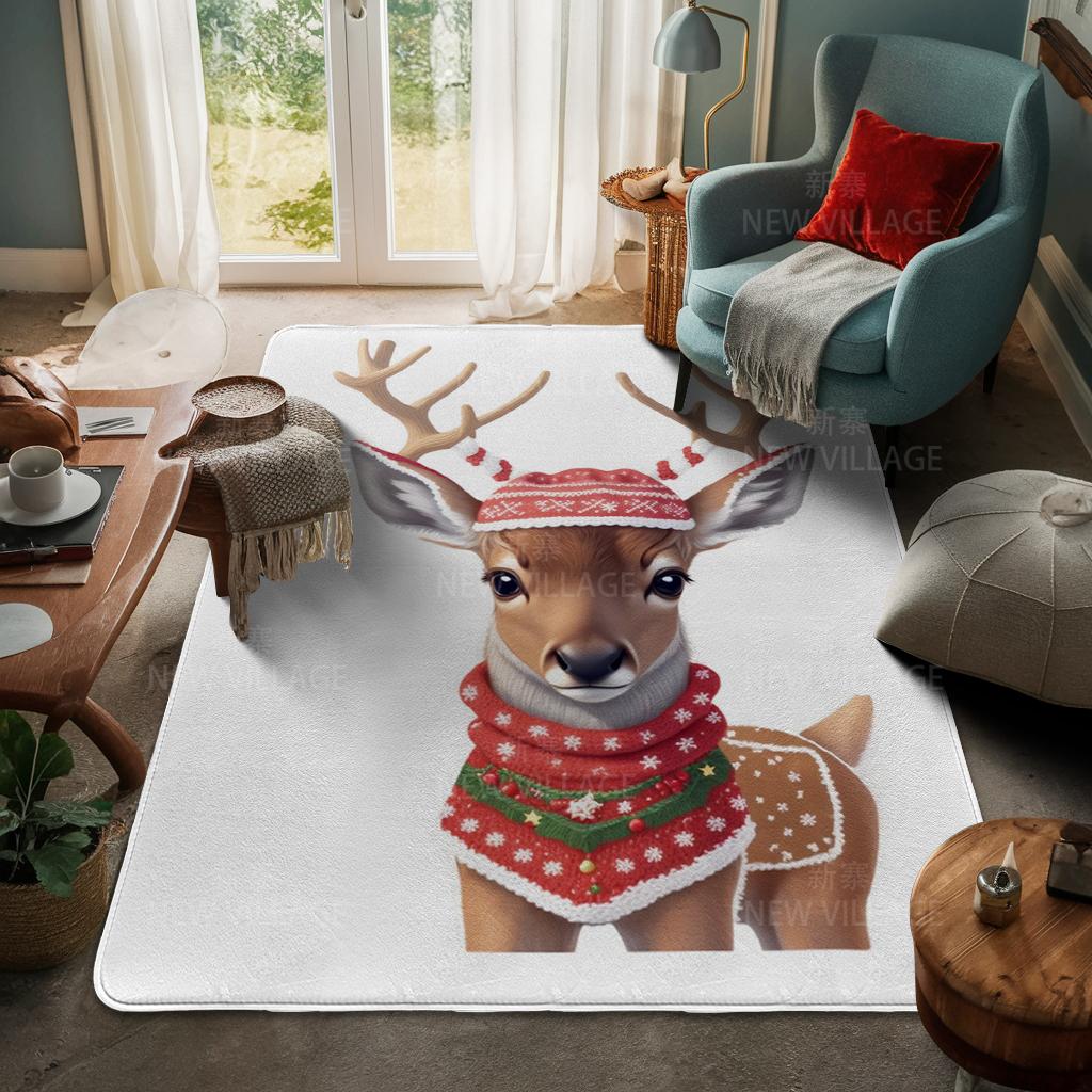 House Entrance Carpet Home Door Mat Living Room Bath Foot Bathroom Non-slip Water Absorption Rugs Bath Merry Christmas Winter