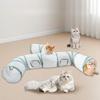 White Cat Tunnel Indoor Play Tube Fun Tunnel for Cats Small Pets Collapsible Muliti-Way with Play Ball Interactive Pet Playhouse