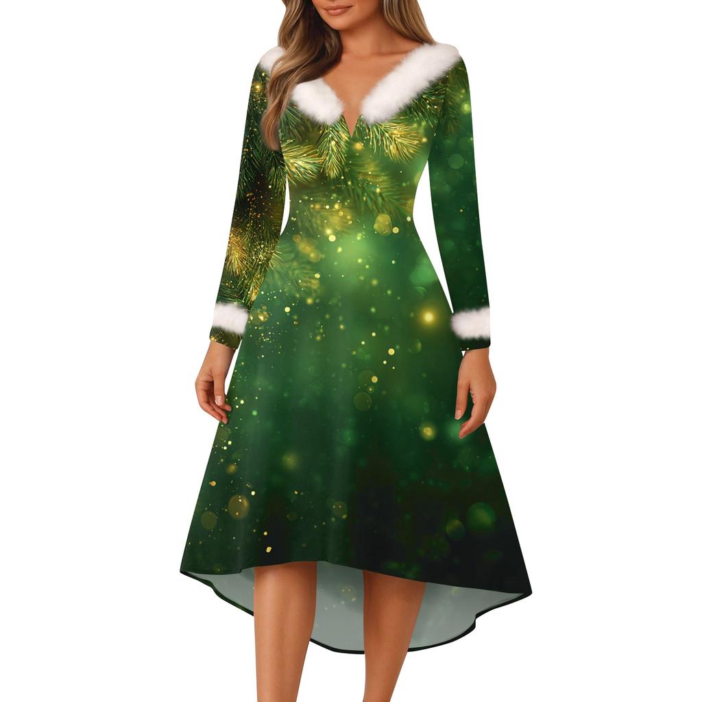 Vánoční večírek Šaty s potiskem pro ženy Vintage vánoční midi šaty Ležérní šaty Koktejlové šaty Party Slavnostní šaty