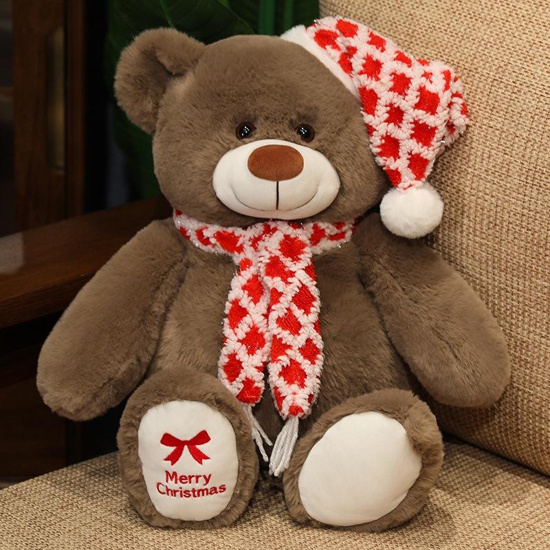 Cute Christmas Hat Teddy Bear Doll Plush Toy Bear Hug Bear Doll Children'S Rag Doll Christmas Gift