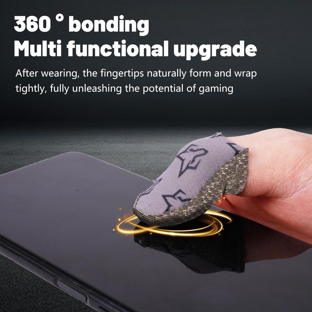 rinsfox Upgrade Fox Superconducting Silver Cloth, Extremely Sensitive Thin Zero Touch, Washable, Mobile Gaming Finger Sleeve,4 Pack For PUBG Knives