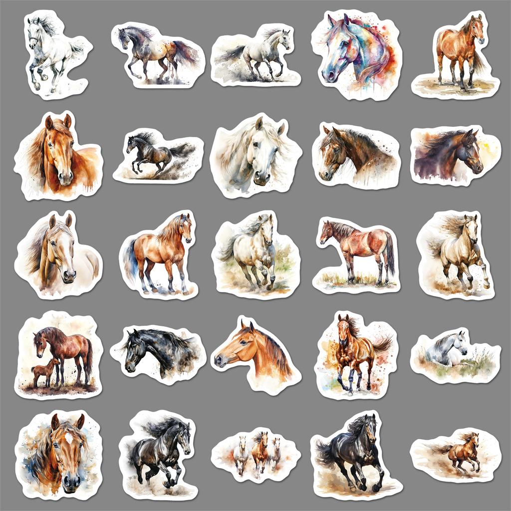 50 Ink and Wash Wind Horse Graffiti Stickers Personalized Creative Animal Decoration Mobile Phone Case Water Cup Notebook Stickers