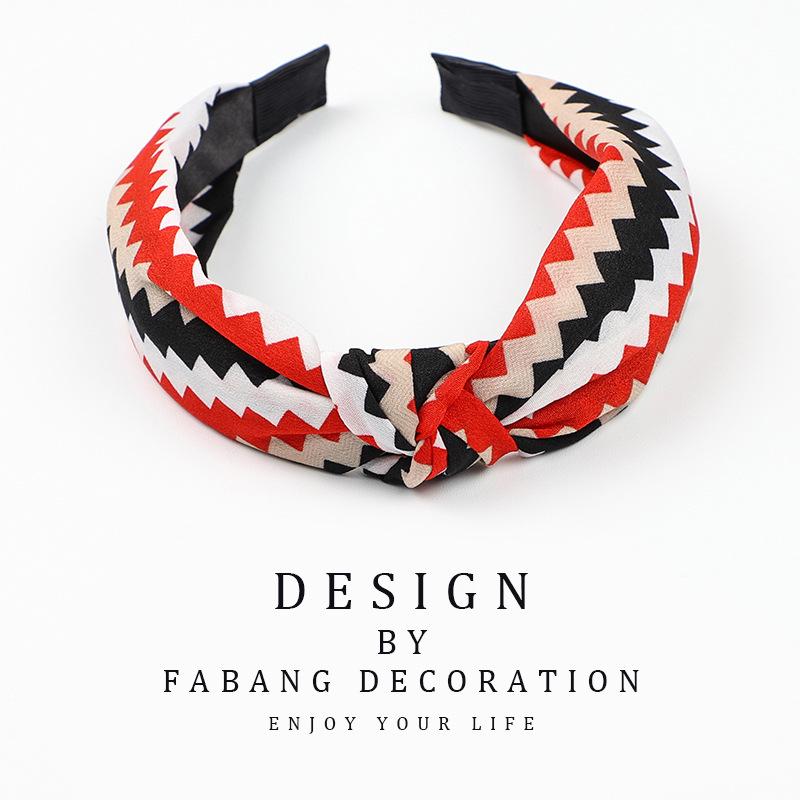 Korean Style Women's Striped Criss-Cross Bow Headband for Yoga & Face Washing